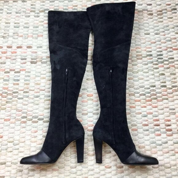 Escada Thigh-High Boots – Black Suede & Leather – Size 5.5B - Picture 2 of 8